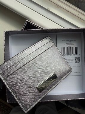 Kate Spade Metallic Saffiano Card Holder - Silver